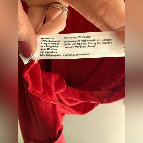 Eileen Fisher Womens Red Viscose Jersey Long Sleeve Shift Dress SX SM Stretch - Picture 5 of 8